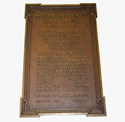McPherson Co. Courthouse Plaque McPherson Co. Courthouse Plaque
